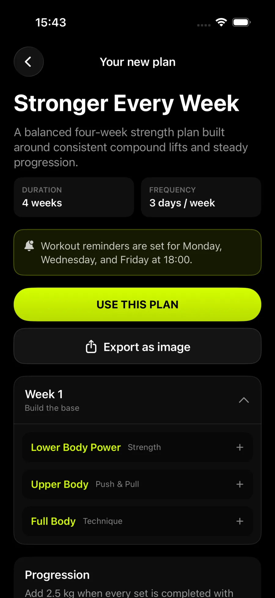 Gymscore V2 personalized AI workout plan on iPhone